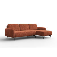 ECKSOFA FEBE 4-Sitzer RECHTS, rostroter Chenille-Stoff - Rostfarben/Schwarz, Holz/Textil (264/157cm) - Wozimo