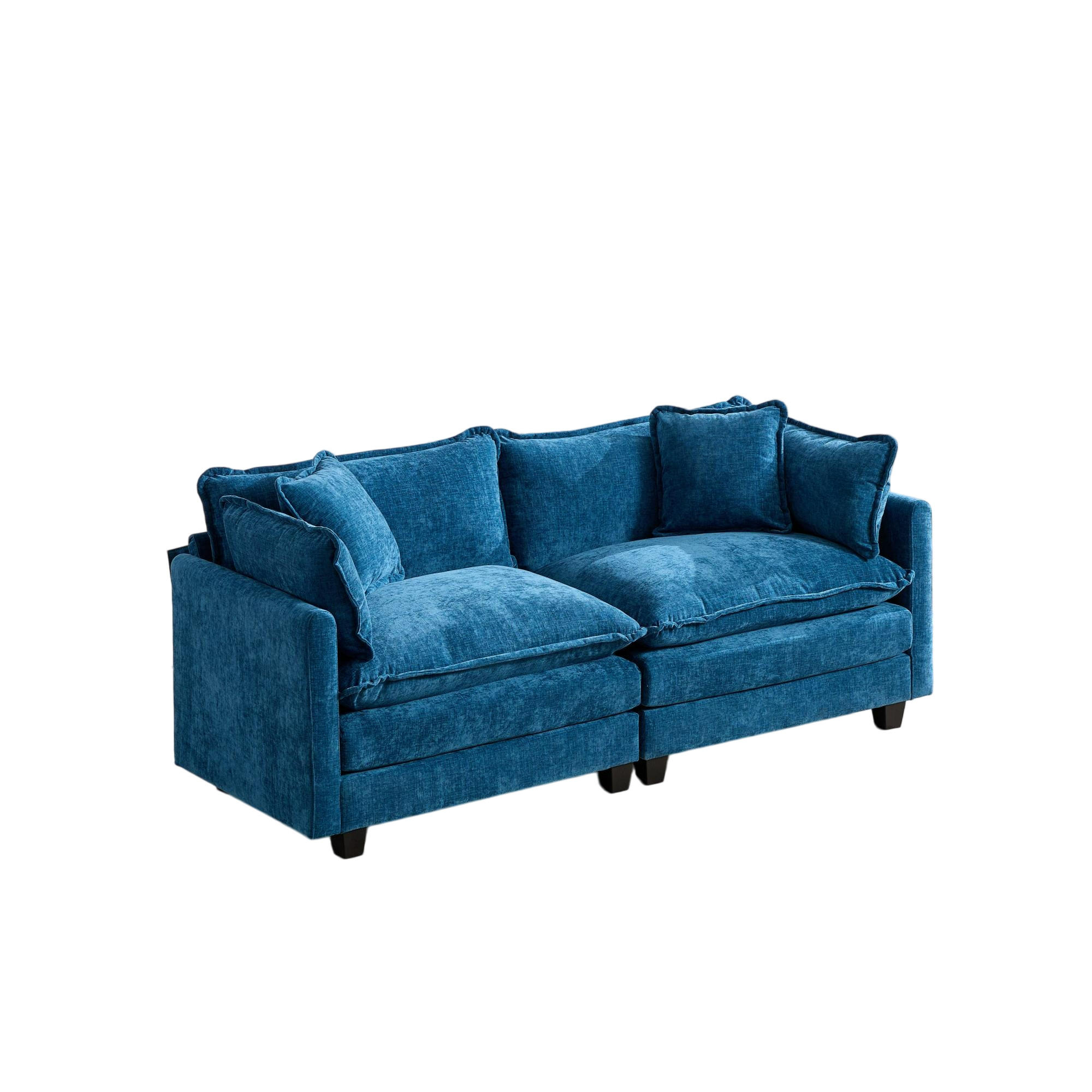 2-SITZER-SOFA DE-33969 modular Blau - Blau, Holzwerkstoff (195/84/75cm) - ComfortXL