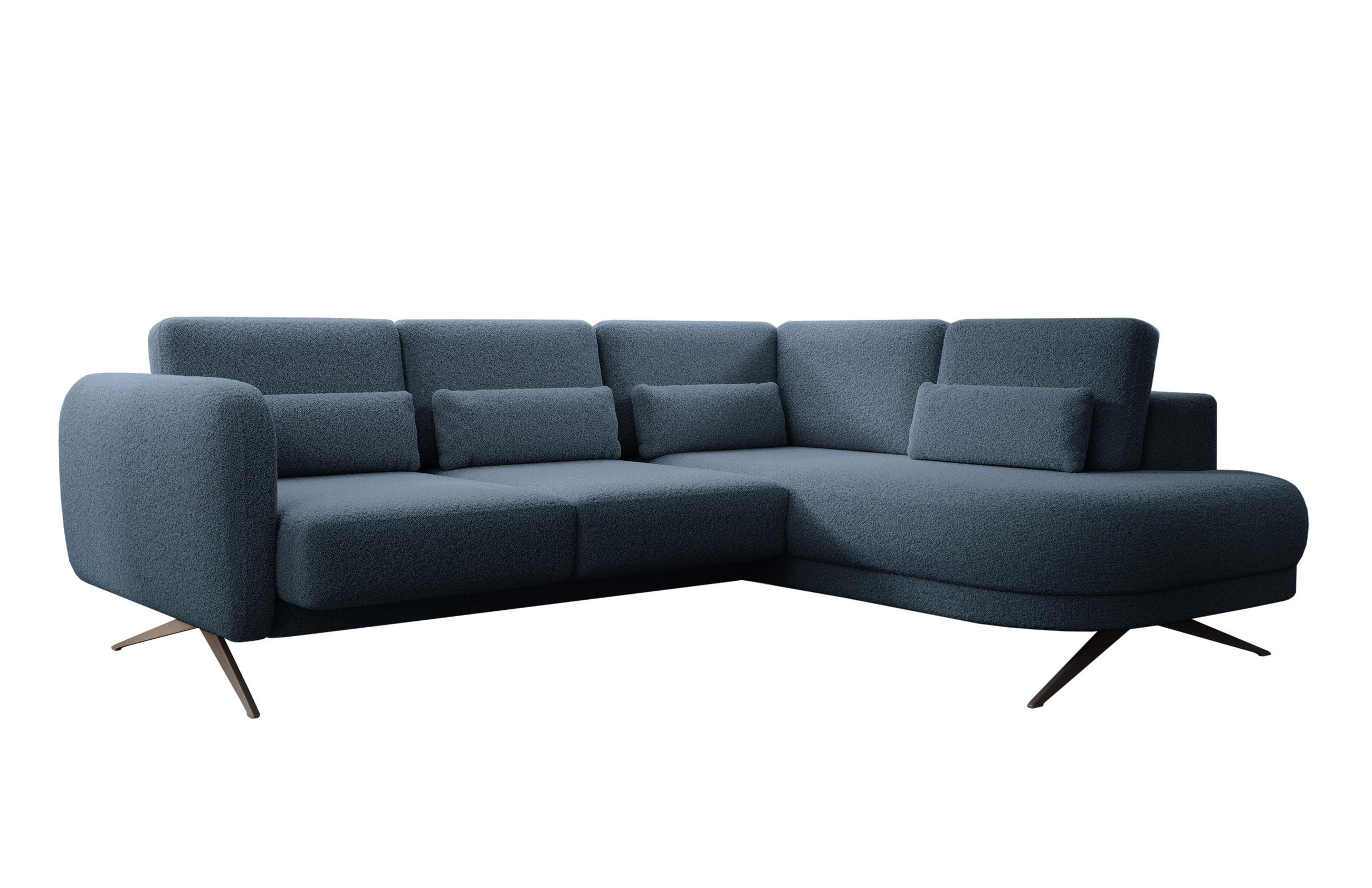 ECKSOFA ILUSIO L 250x205cm, Schlaffunktion, Blau, Rechts - Blau, Holz/Textil (248/205cm) - DomoHome