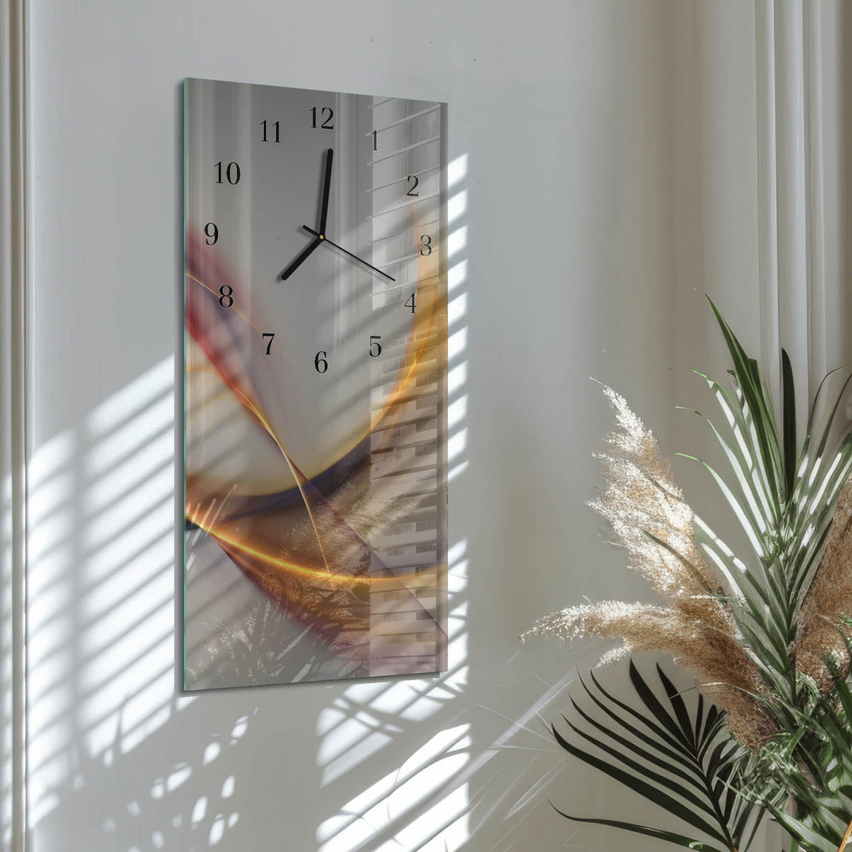 WANDUHR 60x30 cm - Eiffelturm - Beige, Glas (30/60/0.4cm) - TULUP