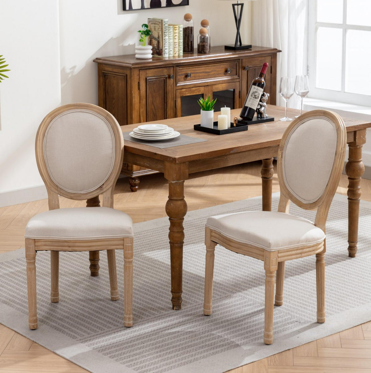 ESSZIMMERSTUHL im französischen Stil 2er-Set Massivholz Beige - Beige, Holz (49/95/59.5cm) - Meubliv