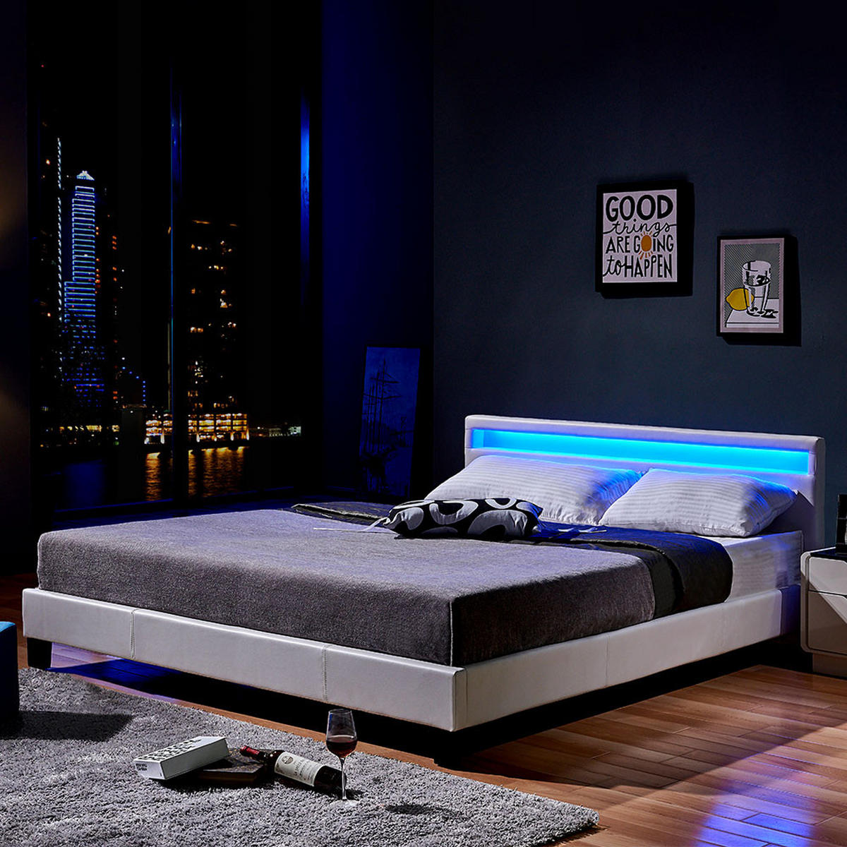 LED BETT ASTRO - Weiß - Weiß, Kunststoff - Home Deluxe