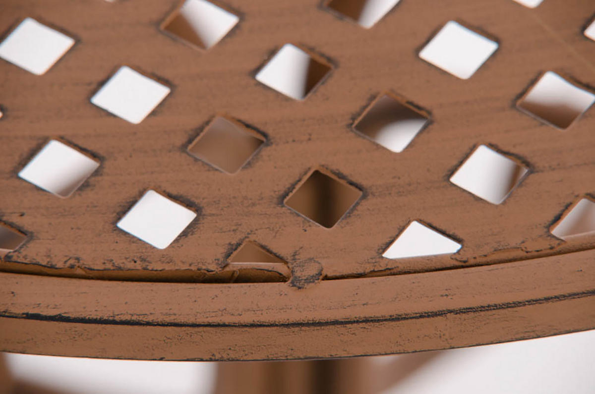 GARTENBEISTELLTISCH rund Ø70 cm Metall antik braun - Braun, Metall (70/70/74cm) - CLP