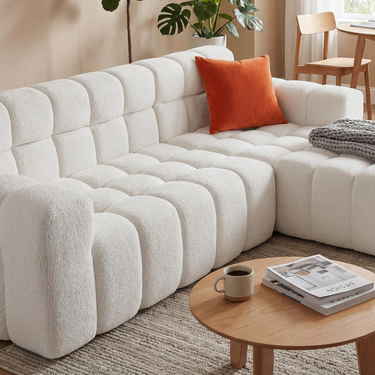 ECKSOFA 249,9/99/59,9 cm Weiß Modulares Sofa L-Form - Weiß, Textil (249.9/99cm) - OKWISH