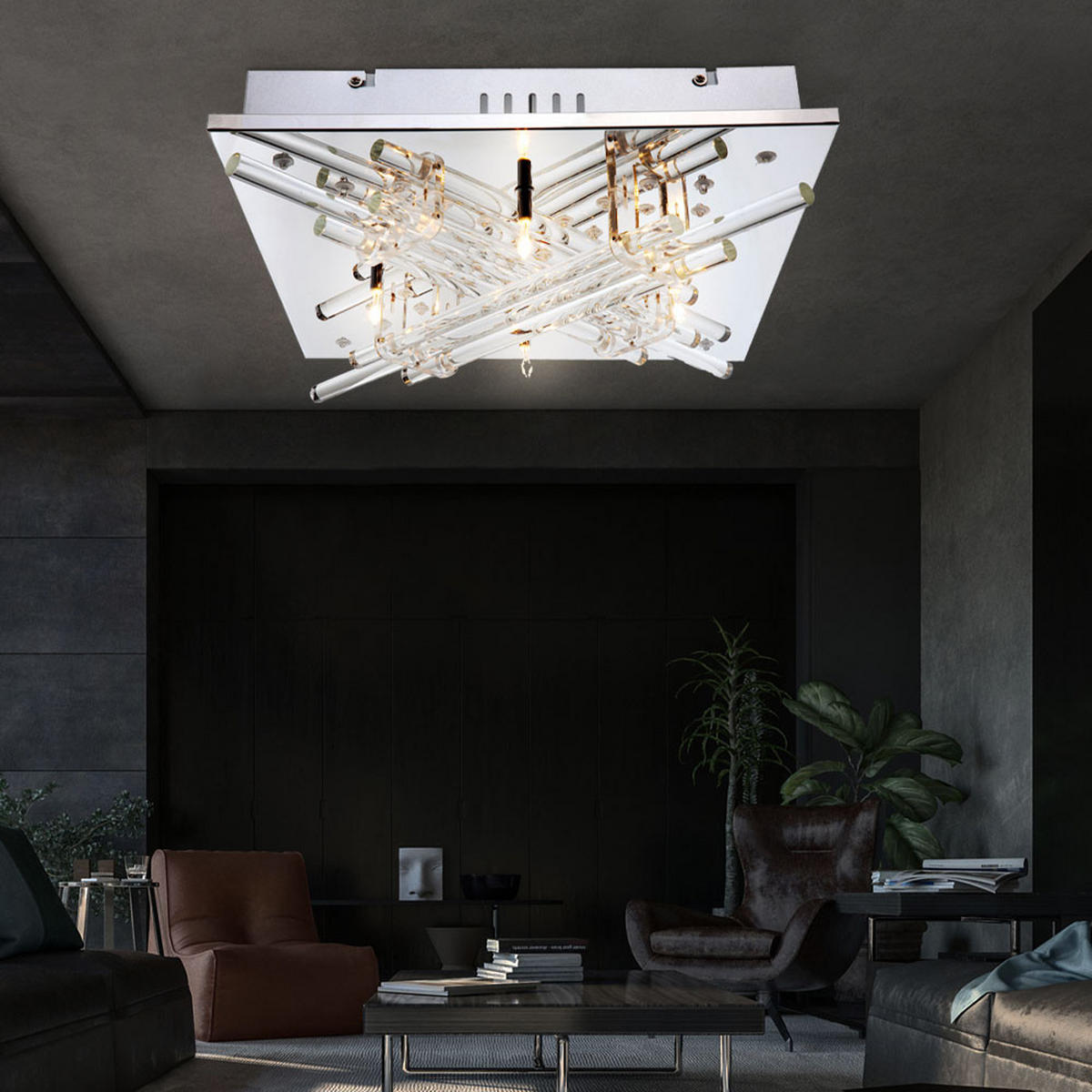 LED DECKENLEUCHTE PICABI Silber - Silberfarben, Glas (35/35/10cm)