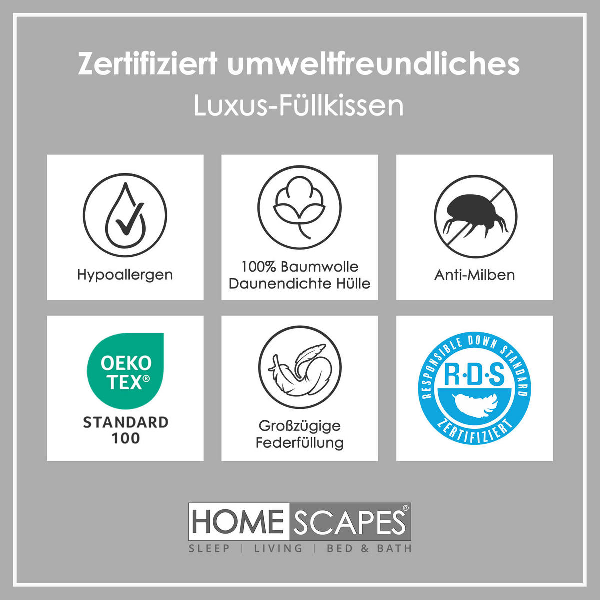 FÜLLKISSEN 4er-Set, Federkissen 55/55 cm - Weiß, Textil (55/55cm) - Homescapes