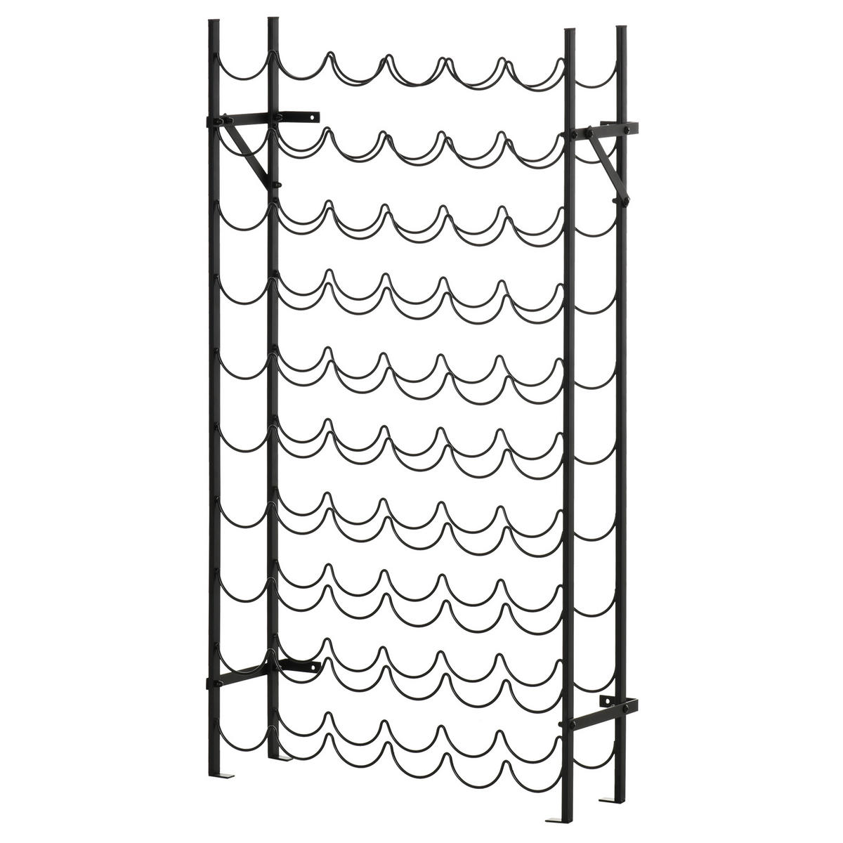 WEINREGAL, Metall, 60 Flaschen, schwarz, 63x20,5x118cm - Multicolor, Metall (63/118/205cm) - FORIOUS