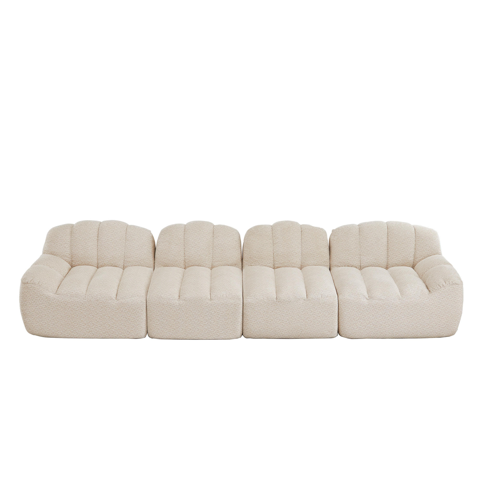 4-SITZER SOFA Granulierte Fleece Beige & Weiß - Beige, Textil (366/79/104cm) - WISHDOR