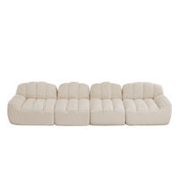 4-SITZER SOFA Granulierte Fleece Beige & Weiß - Beige, Textil (366/79/104cm) - WISHDOR