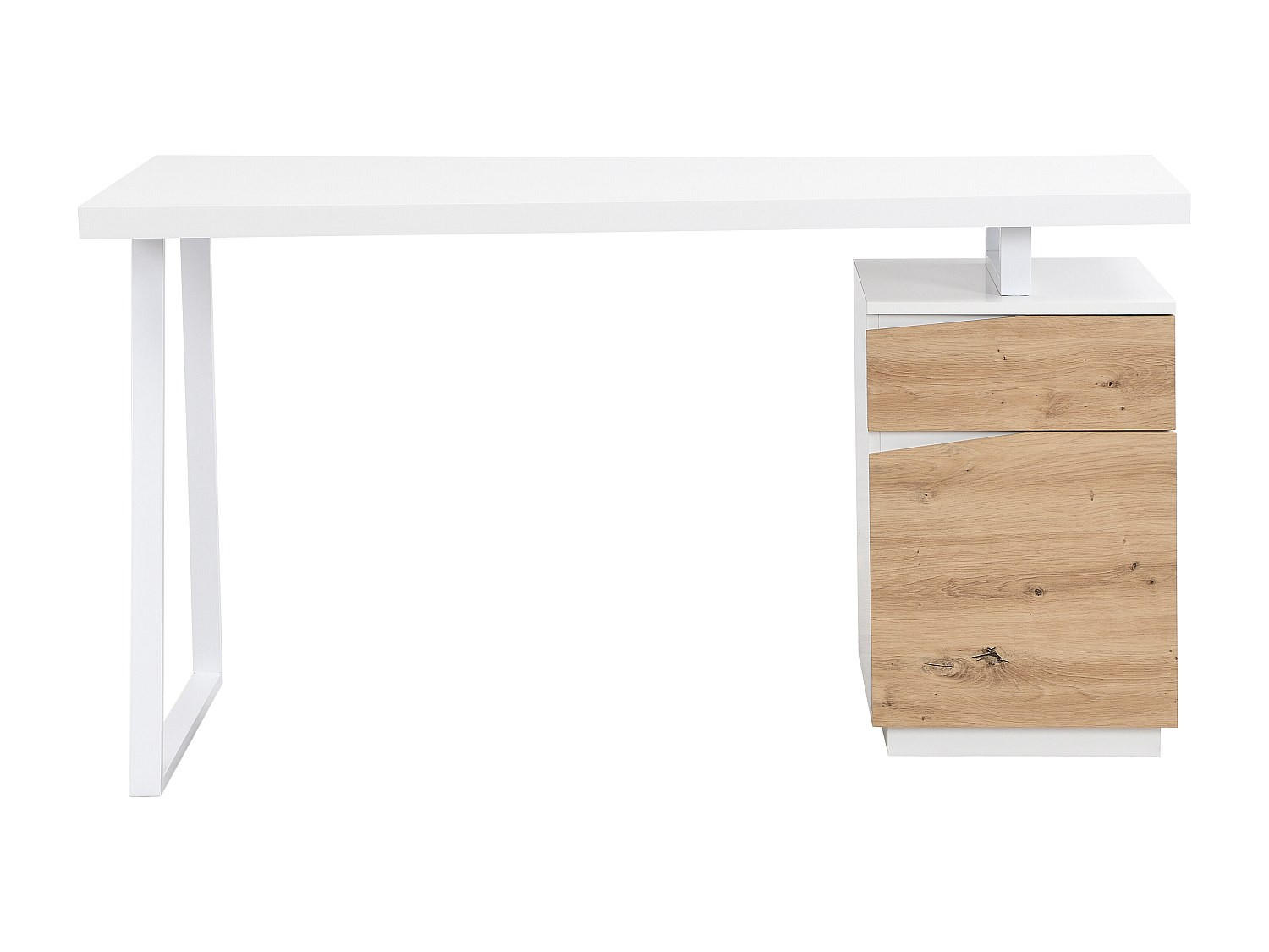 SCHREIBTISCH - 140 cmcm x 60 cmcm - Metall, Holz, Platte - Naturfarben Hell, Weiß - GOTAMA - Naturfarben/Weiß, Holz/Metall (60/140/75cm) - Vente-Unique