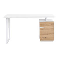 SCHREIBTISCH - 140 cm x 60 cm - Metall, Holz, Platte - Naturfarben Hell, Weiß - GOTAMA - Naturfarben/Weiß, Holz/Metall (60/140/75cm) - Vente-Unique
