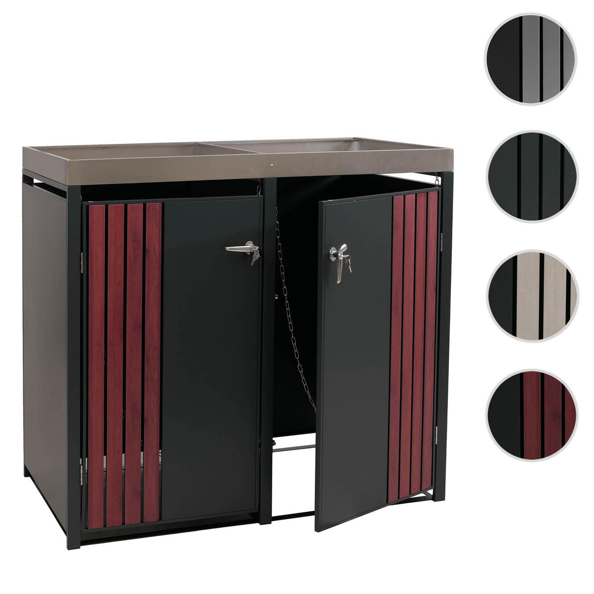 2ER-MÜLLTONNENVERKLEIDUNG Anthrazit, Dunkelbraun - Anthrazit/Dunkelbraun, Metall (132/125/84cm) - MCW