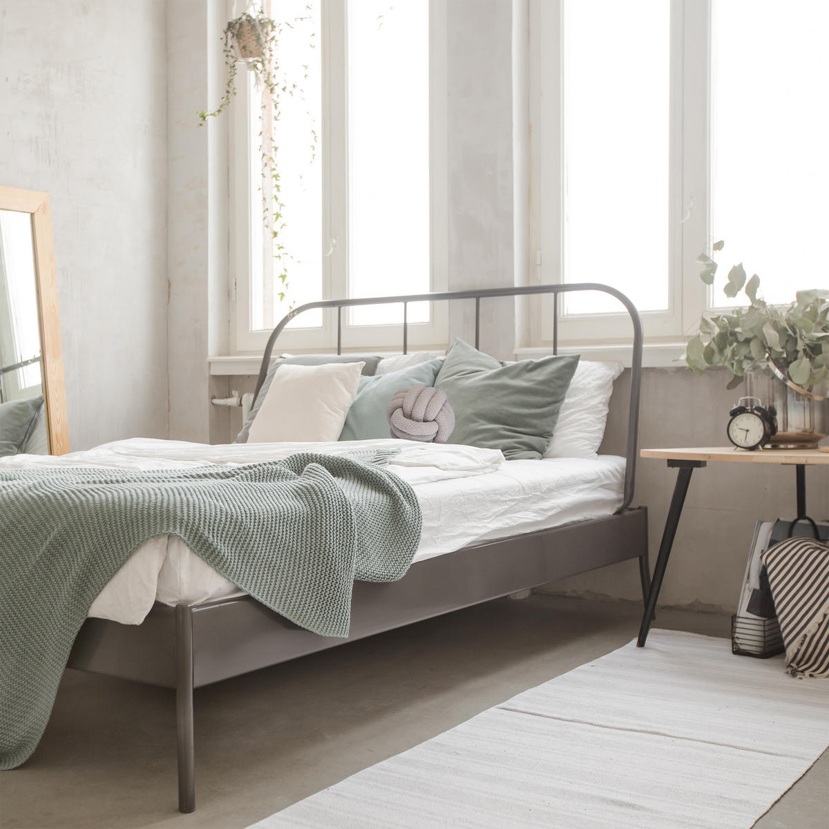 KNOTENKISSEN - Grau, Kunststoff/Textil (25/25cm) - Relaxdays