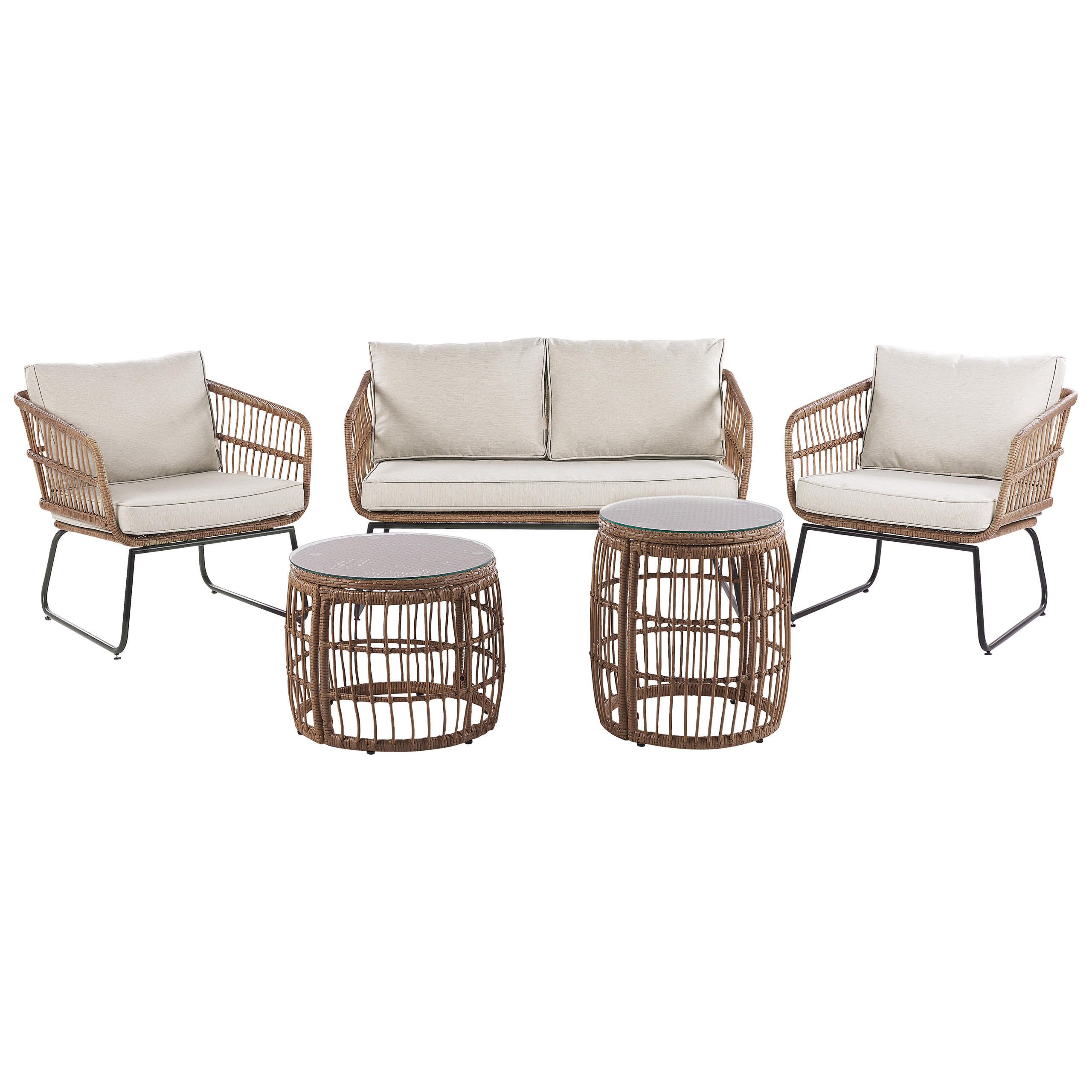 GARTENMÖBEL-SET 4-Sitzer Rattan Beige Ravello - Beige, Kunststoff - Beliani