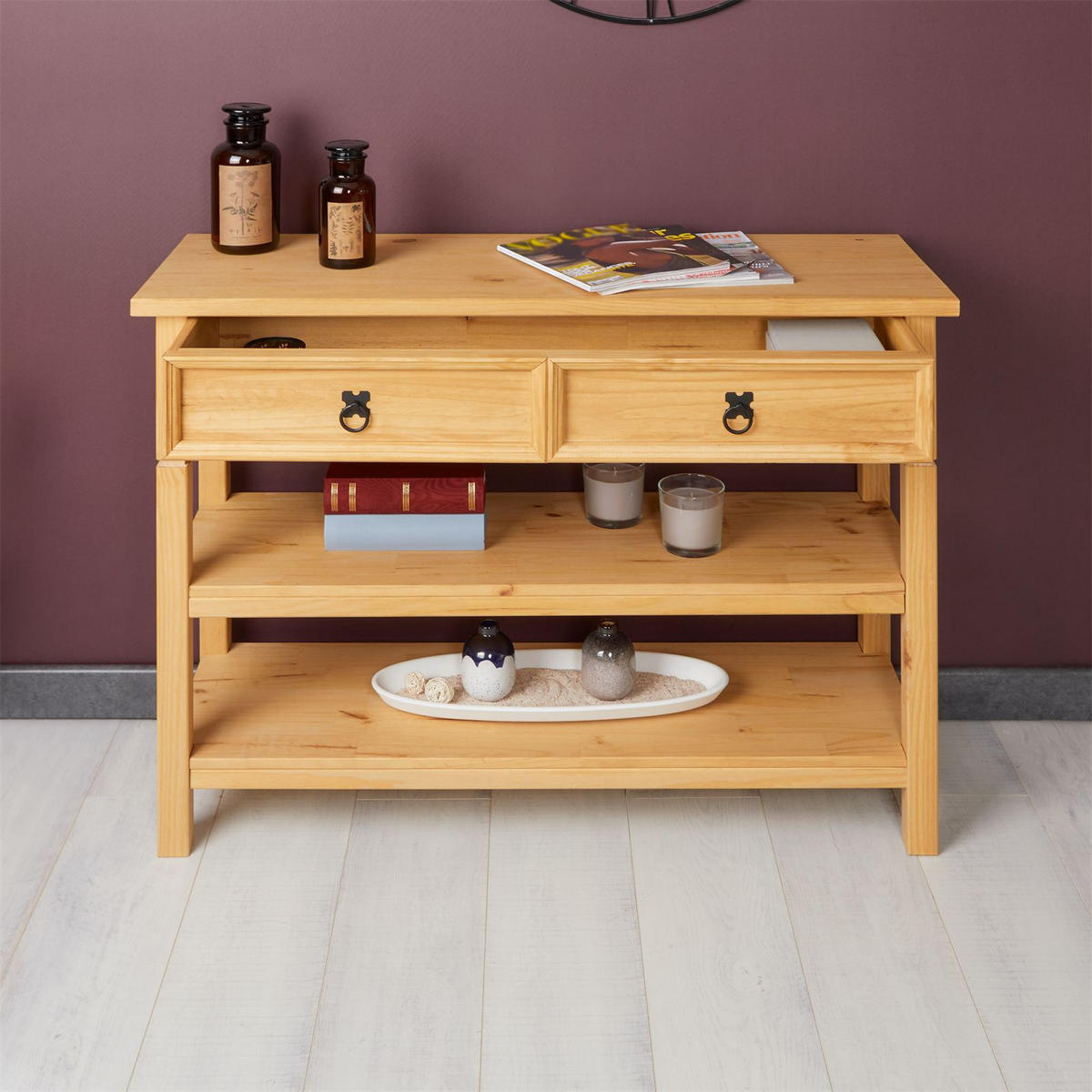 KONSOLENTISCH TEQUILA - Kieferfarben, Holz (37/110/78cm) - IDIMEX