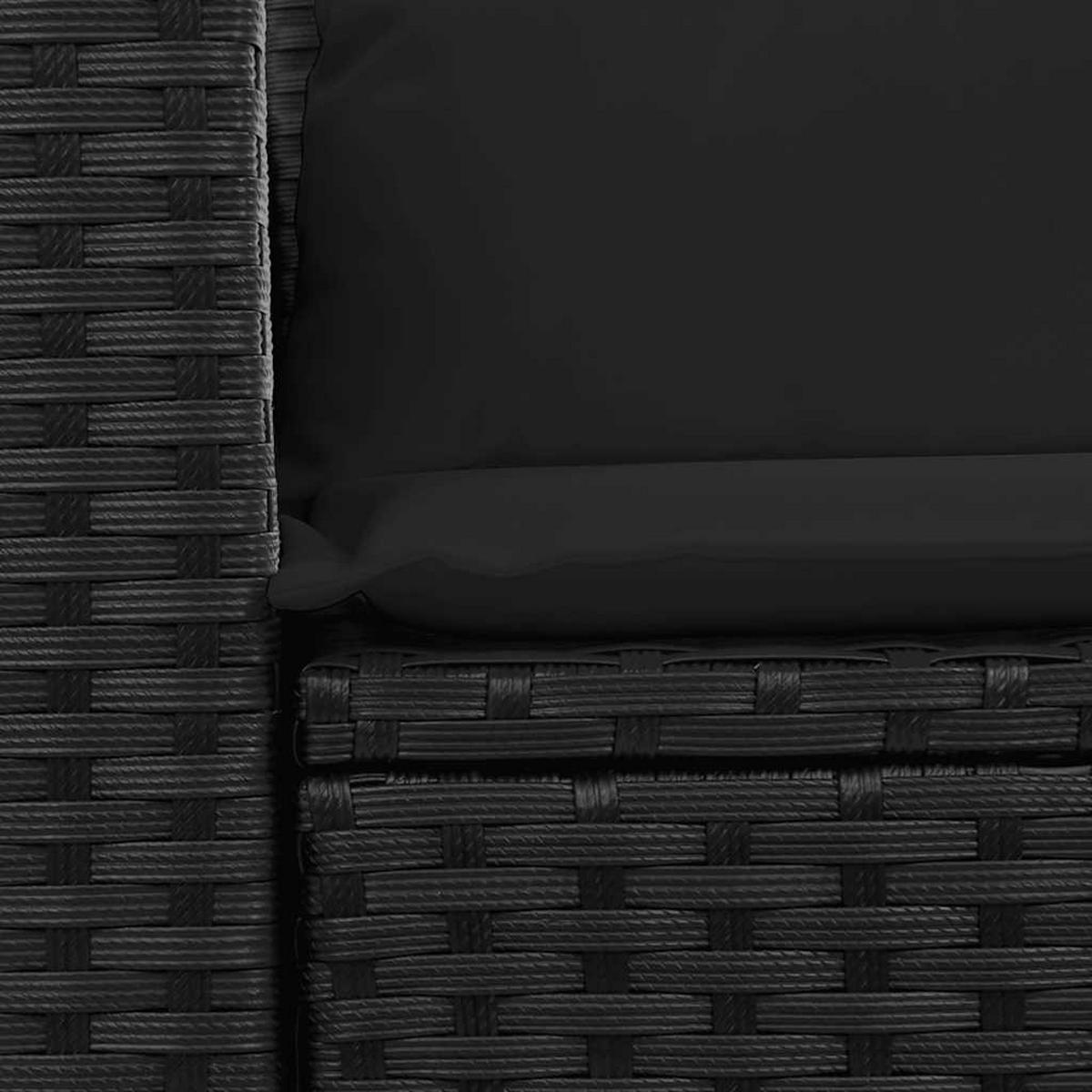 GARTENSOFA Mit Kissen 2-Sitzer Schwarz Poly Rattan - Schwarz, Kunststoff (142/69/62cm) - vidaXL