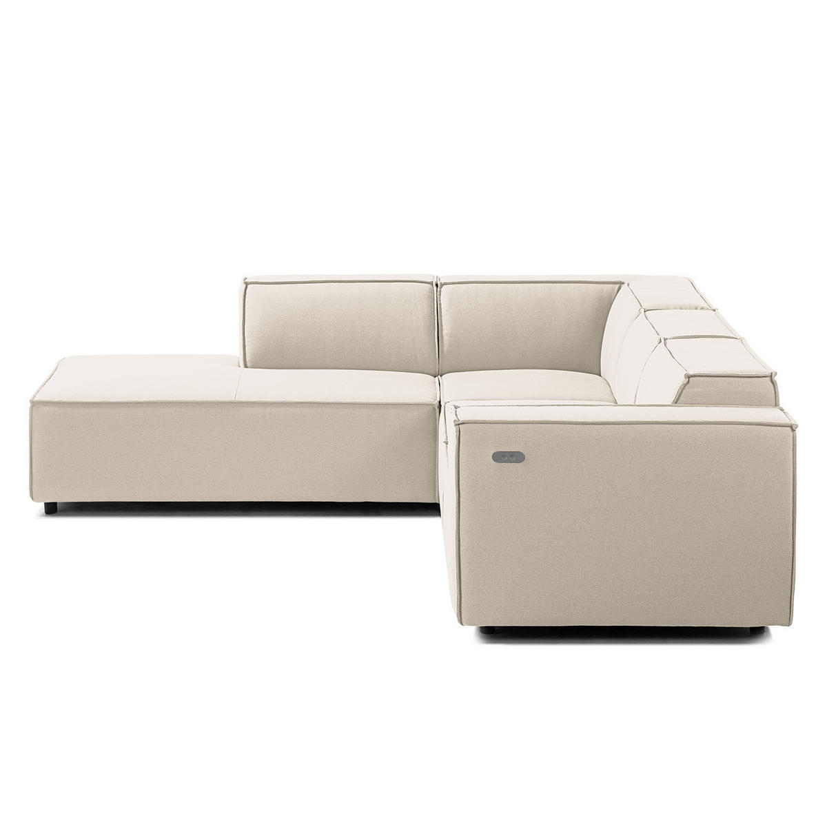 ECKSOFA mit Ottomane - Schwarz/Weiß, Kunststoff/Textil (260/234cm) - home24