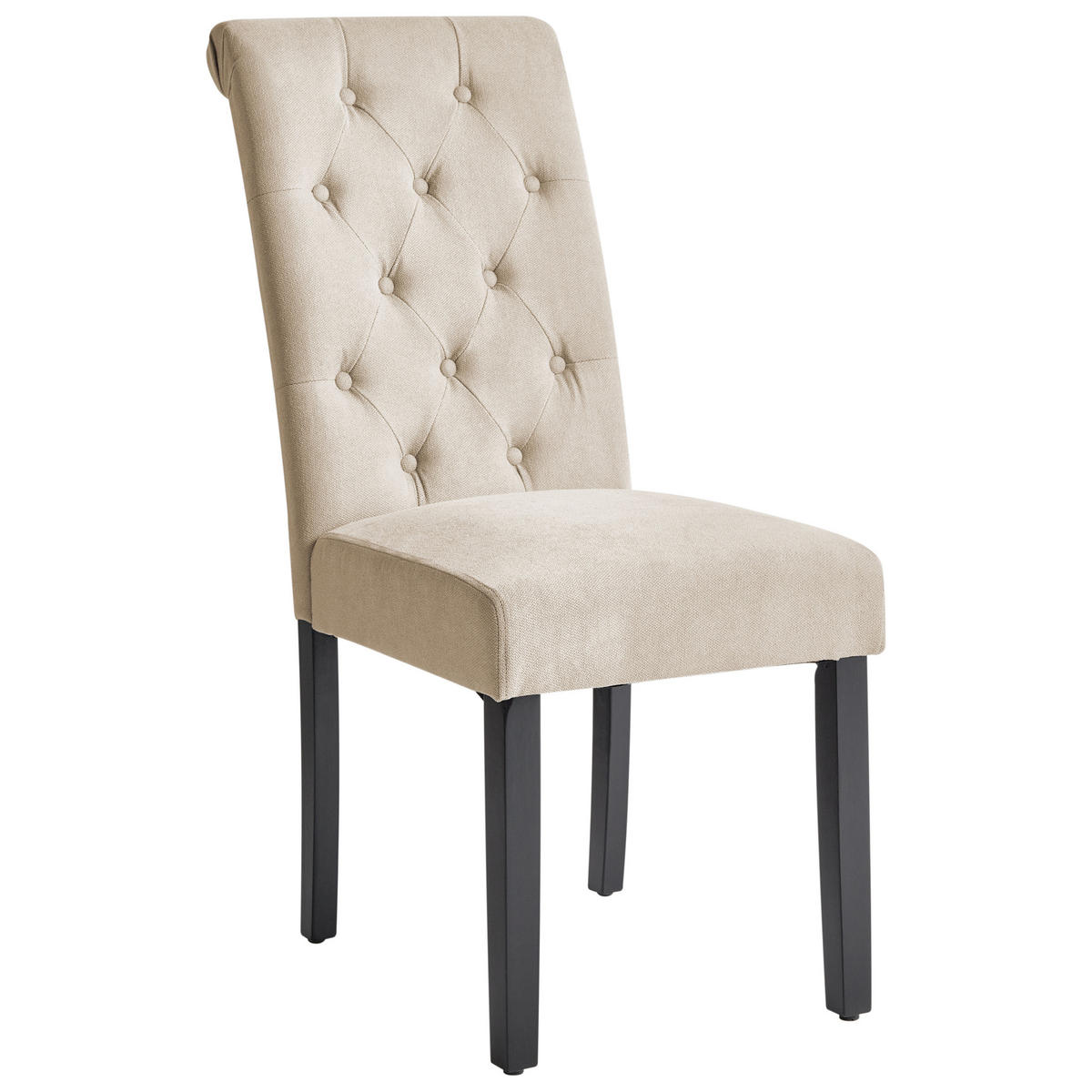 ESSZIMMERSTUHL 2er-Set Polsterbezug Beige Velva - Sandfarben, Holz/Textil (46/98/48cm) - Beliani
