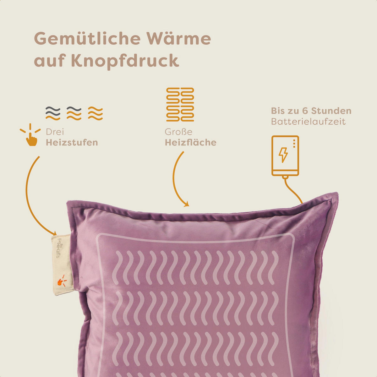 HEIZKISSEN Plush 45x45cm Hothouse Orchid - Violett, Textil (45/45cm) - Pleafs