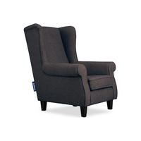 OHRENSESSEL MILES Massivholzbeine schwarz, marine - Blau/Dunkelblau, Holzwerkstoff/Buchenholz (82/105/97cm) - KONSIMO®
