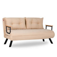 SCHLAFSOFA für 2 Personen mit Stoffbezug und Metallfüßen 133/50/41 cm - Beige, Metall (50/41/133cm) - Calicosy