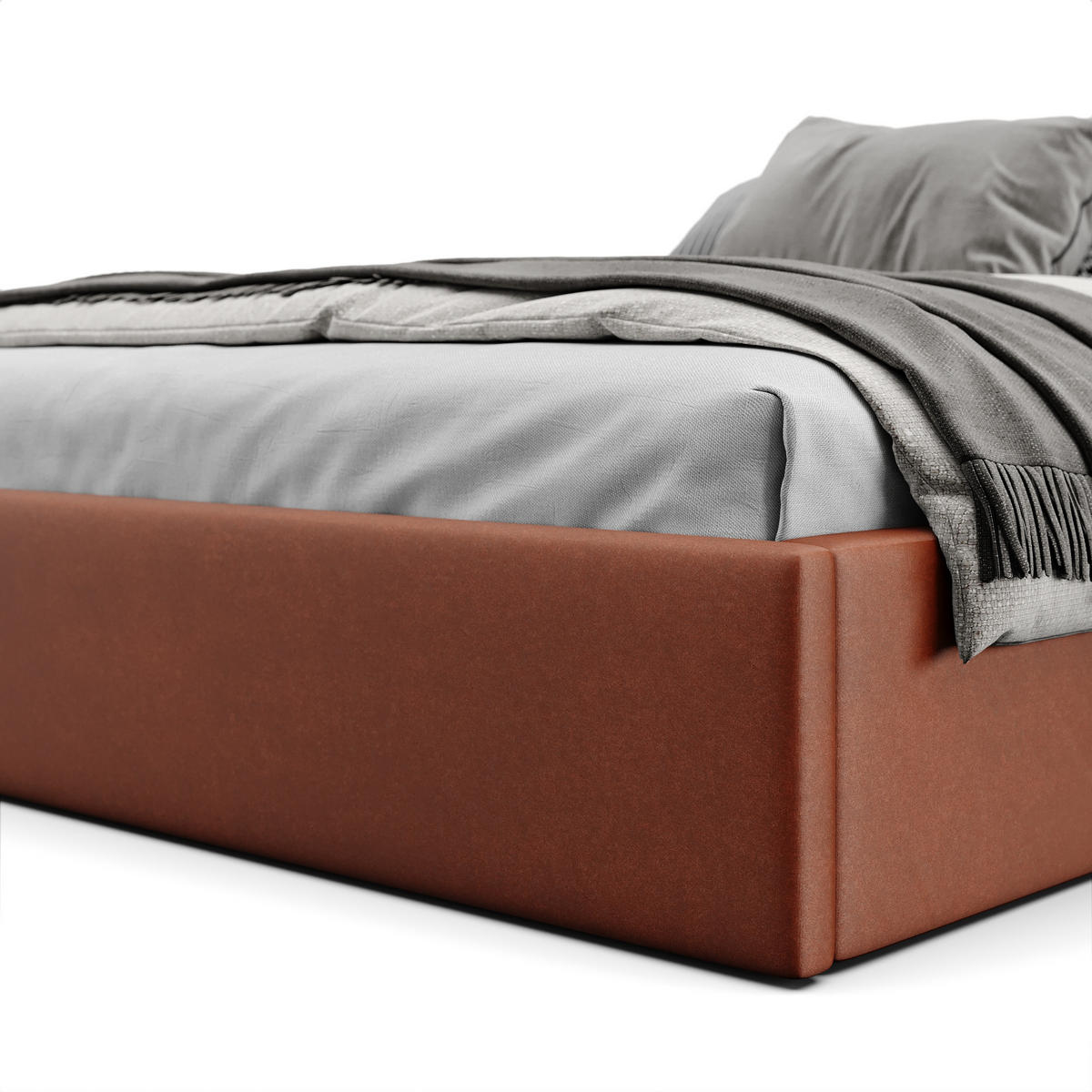 POLSTERBETT 120x200cm Bett mit Stauraum Lattenrost Honigfarbe - Orange/Braun, Holz/Holzwerkstoff (120/200cm) - Muralo