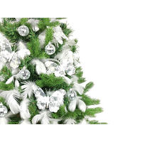 WEIHNACHTSBAUM künstlicher 60 cm mit LED-Beleuchtung, SILBERGLÜCK, mit 21 Weihnachtsbaumschmuck, Pflanztopf mit Jutesack - Silberfarben/Weiß, Kunststoff/Stein (40/60cm) - LAALU