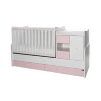 BABYBETT Mini Max 3 in 1 pink 120 x 60 cm, Jugendbett 190 x 72 cm, Wickelkommode, Schaukelfunktion - Rosa, Holzwerkstoff (72/190cm) - Lorelli