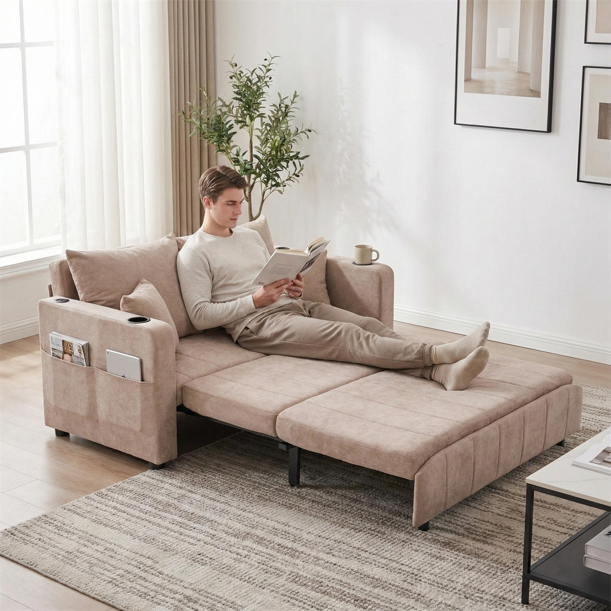 SCHLAFSOFA Zweisitzer mit Schlaffunktion,ausziehbar,Chenille,Rosa - Rosa, Textil (73/83/139cm) - LVHOM