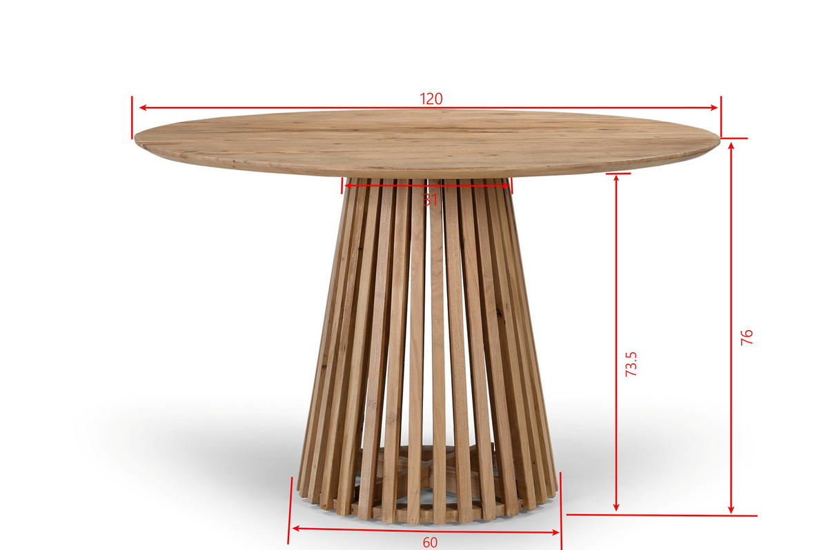 ESSTISCH rund aus Akazienholz 120cm, natürlich - Braun, Holz (120/120/76cm) - Giga Meubel