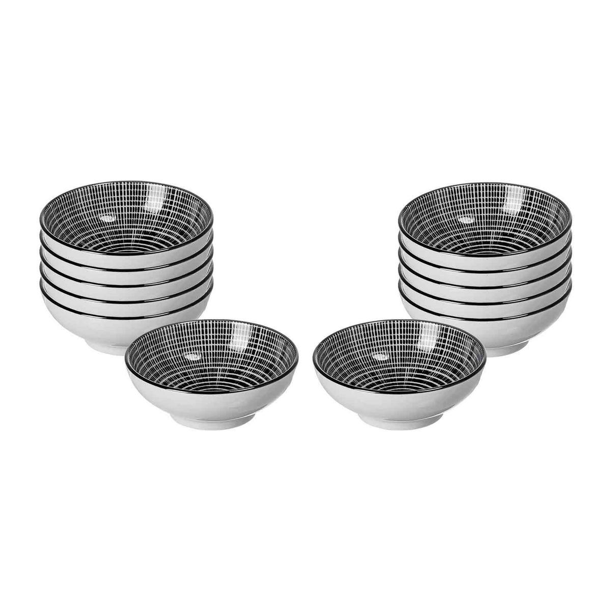 DIPSCHALEN Takeo Stripes schwarz-weiß ø 8 cm 12er Set - Schwarz/Weiß, Keramik (8cm) - Ritzenhoff Breker