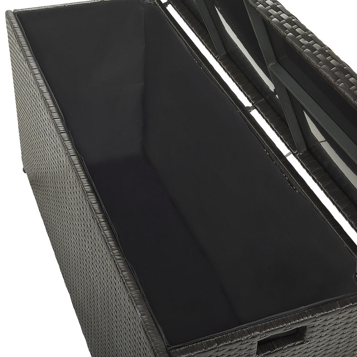 AUFLAGENBOX Rattan braun 126/46 cm Modena - Schwarz/Braun, Kunststoff (126/63/46cm) - Beliani