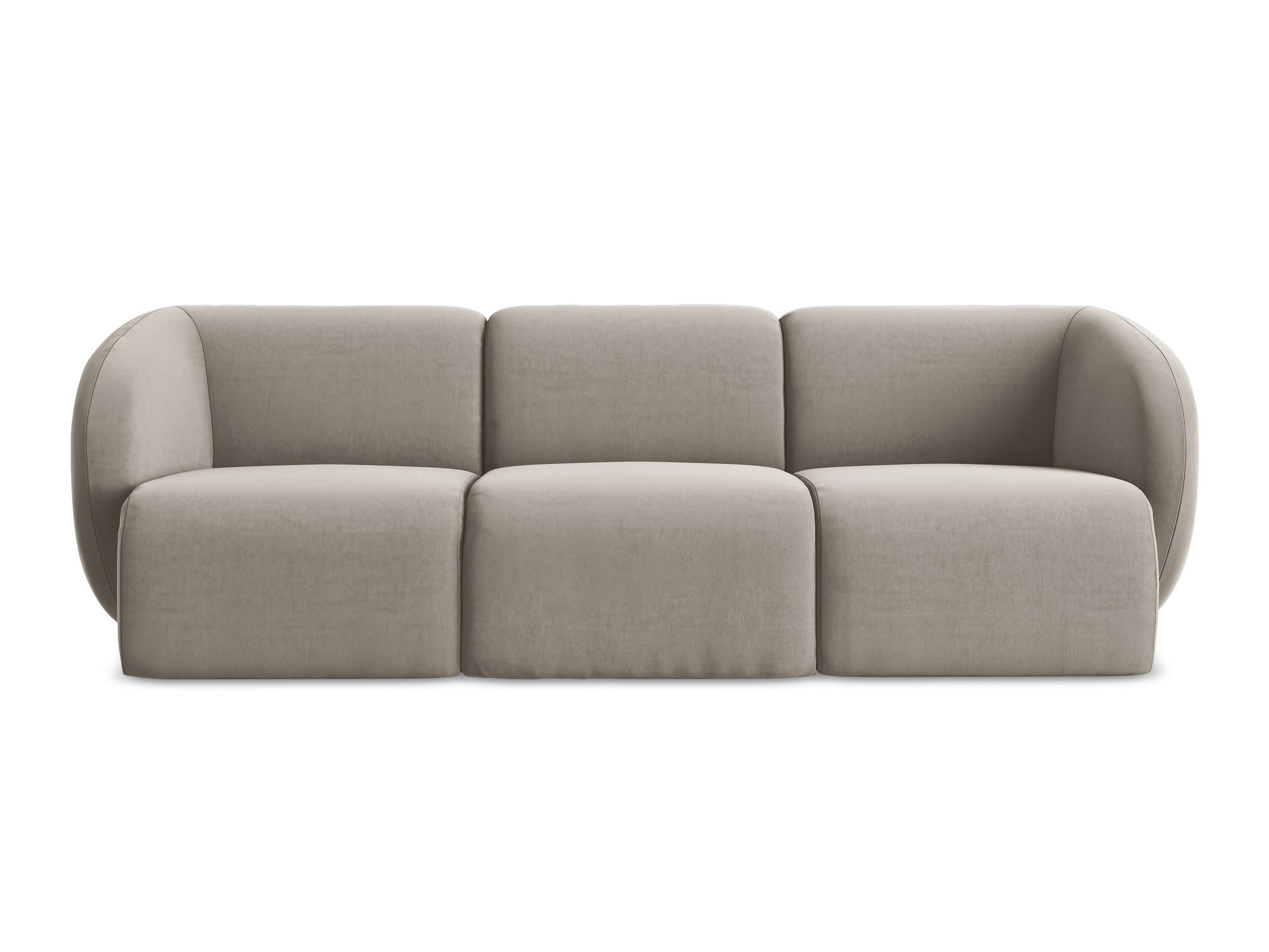 3-SITZER SOFA Samt Stoff Grau - Taupe/Schwarz, Holzwerkstoff/Kunststoff (244/75/94cm) - Makamii