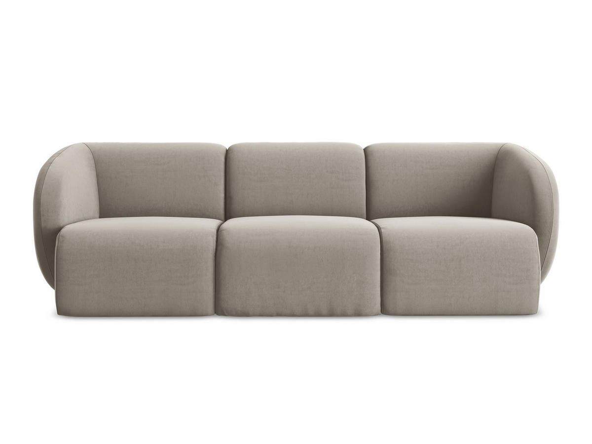 3-SITZER SOFA Samt Stoff Grau - Taupe/Schwarz, Holzwerkstoff/Kunststoff (244/75/94cm) - Makamii