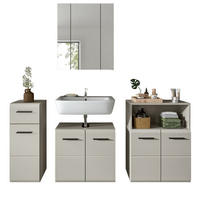 BADMÖBEL-SET Kaschmir 4-teilig 180 cm, Komplettset mit viel Stauraum - Kaschmir/Schwarz, Glas/Holzwerkstoff (180/185/30cm) - Inn.Furn