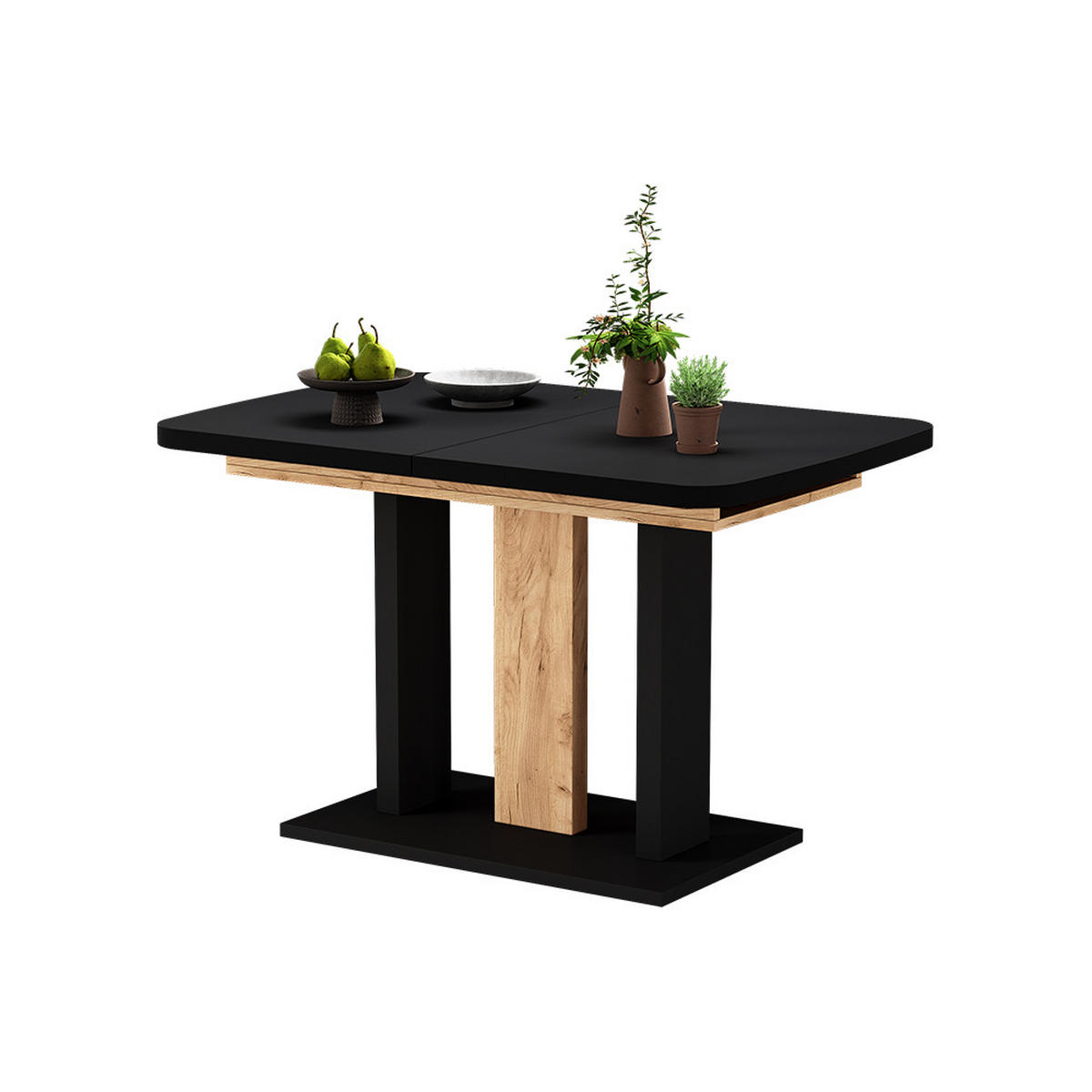 ROZKLÁDACÍ JÍDELNÍ STŮL Fenaro Černá - medově dubová/černá, kompozitní dřevo (80/120/77.3cm) - Vicco