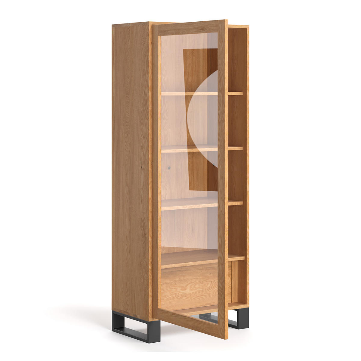 VITRINE Axel aus massivem Eichenholz 80 cm - Eichefarben/Naturfarben, Holz (80/205/45cm) - Danzz