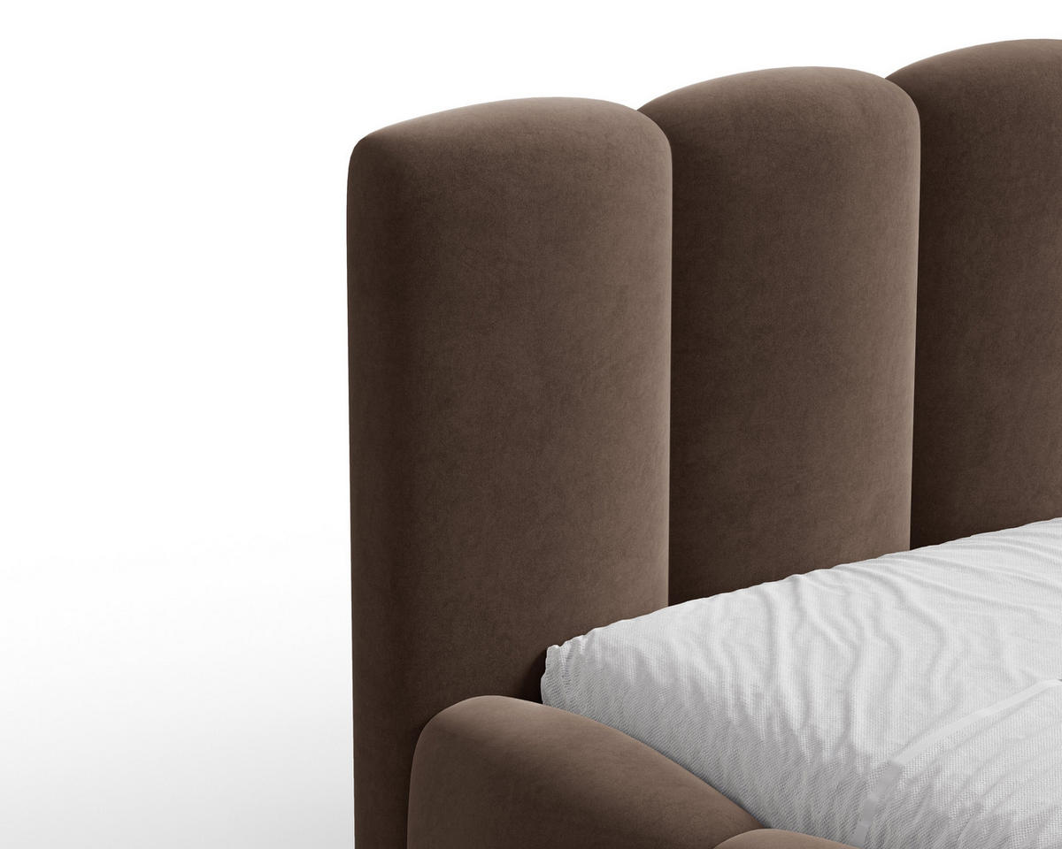 POLSTERBETT 18 - 140x200 cm – Riviera – Gepolstertes Bett mit Metall-Lattenrost - Braun, Holz (140/200cm) - ROYAL24_MARKT