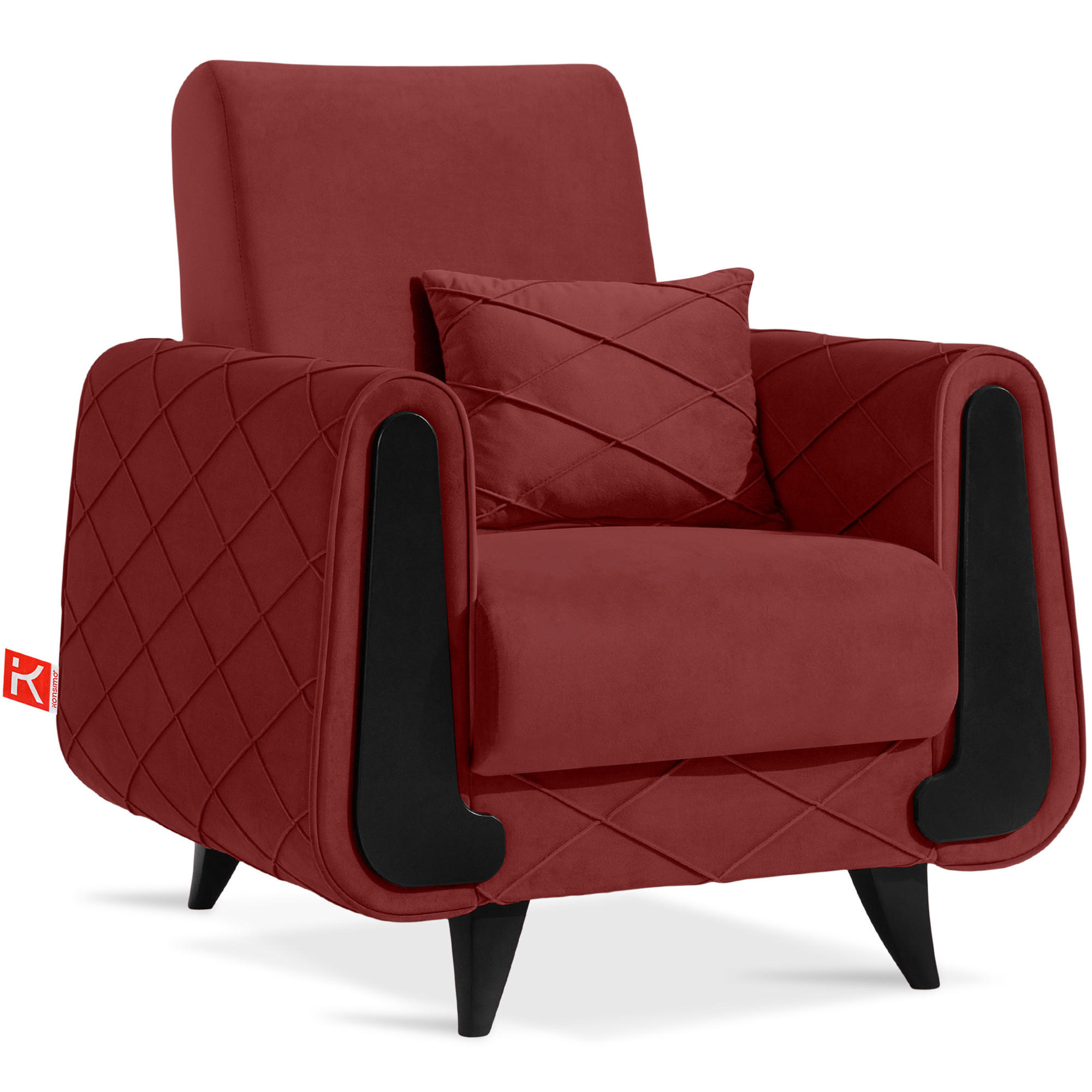 SESSEL GUSTAVO III Velours, Bordeaux - Bordeaux, Holz/Holzwerkstoff (83/95/92cm) - KONSIMO®