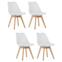STUHL DOZZA 4-er Set, Weiß Kissen aus Kunstleder - Weiß, Holz/Kunststoff (49/82/43cm) - Komodee