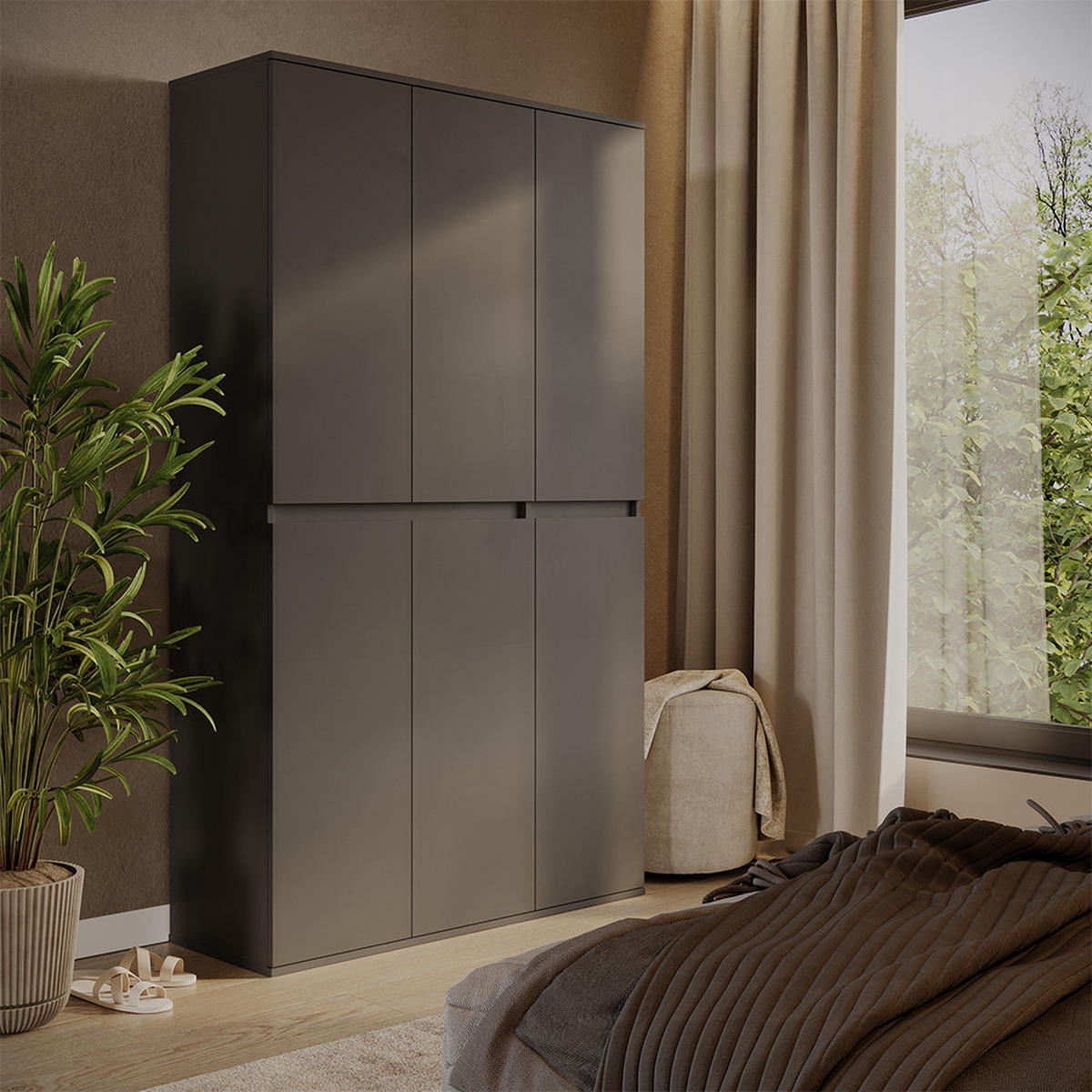 KLEIDERSCHRANK Claus Anthrazit 111 x 191.5 cm mit 6 Türen - Anthrazit, Holzwerkstoff (111/191.5/40cm) - Vicco