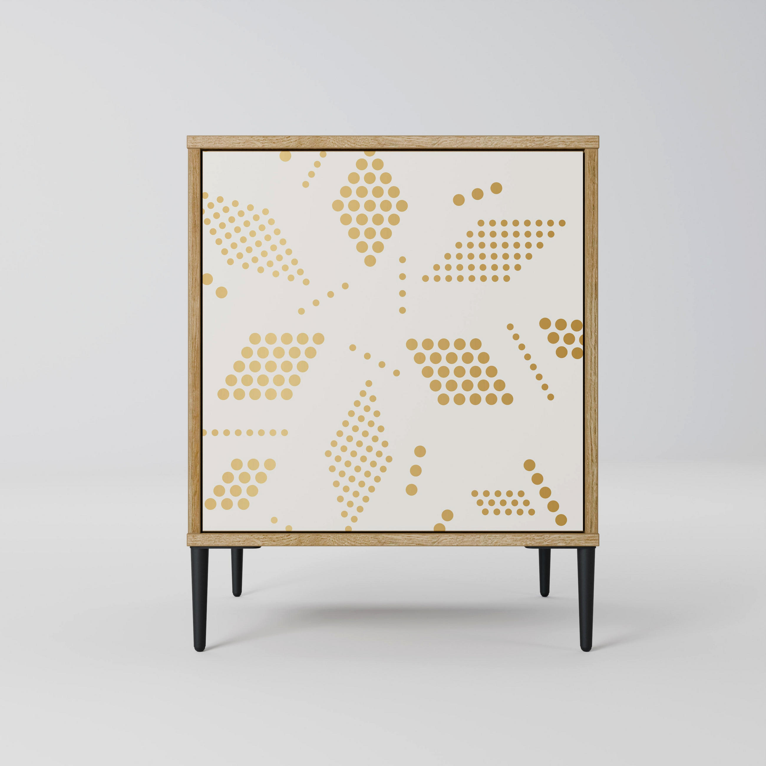SIDEBOARD SPOTTED DAZE, Eichefarben, 57,5x42x72,5 cm, Schwarze Metallfüße - Eichefarben/Multicolor, Holzwerkstoff/Metall (57.5/72.5/42cm) - SpaceRebels