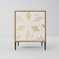 SIDEBOARD SPOTTED DAZE, Eichefarben, 57,5x42x72,5 cm, Schwarze Metallfüße - Eichefarben/Multicolor, Holzwerkstoff/Metall (57.5/72.5/42cm) - SpaceRebels