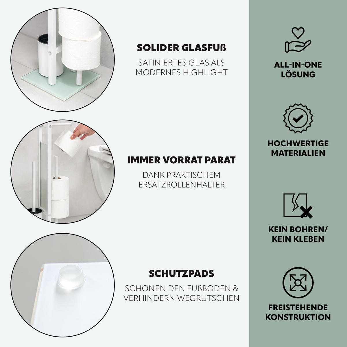STAND-WC-GARNITUR 4IN1, weiß - Weiß, Metall (28/67/20cm) - eluno