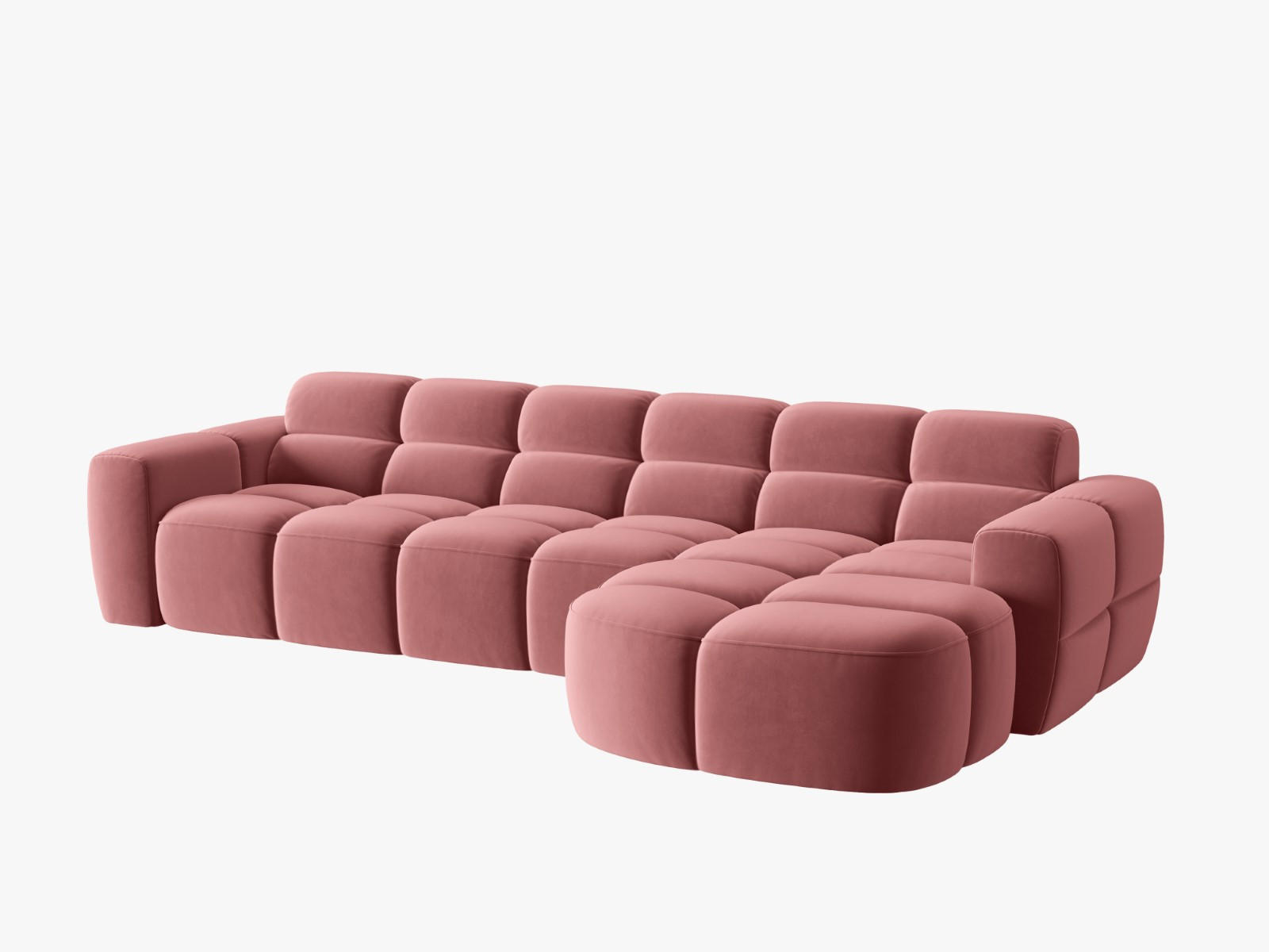 ECKSOFA rechts Lisa aus Samt lachs 4 Sitzplätze - Dunkelrosa, Textil (170/310cm) - Micadoni