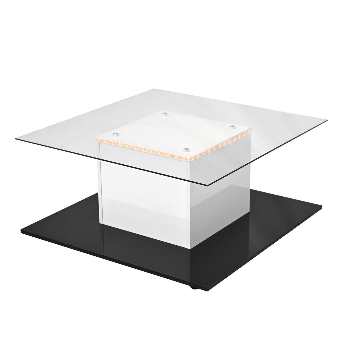 COUCHTISCH 80/40 cm Weiß Schwarz mit Hochglanz und LED-Beleuchtung - Weiß, Holzwerkstoff (80/80/40cm) - OKWISH