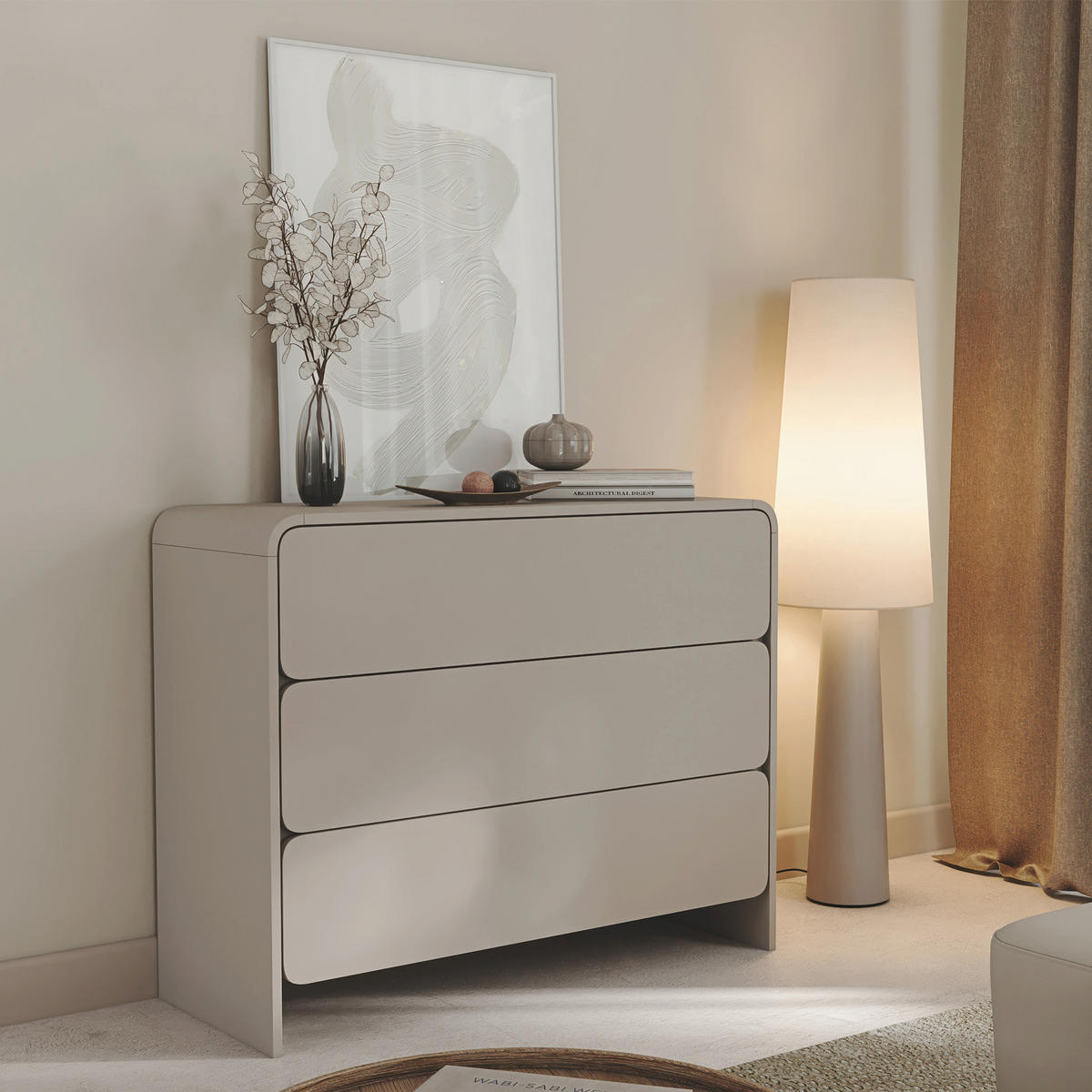 KOMODA Lummo Kašmírová 100 cm - kašmírová, kompozitní dřevo (100/80.5/39cm) - Selsey