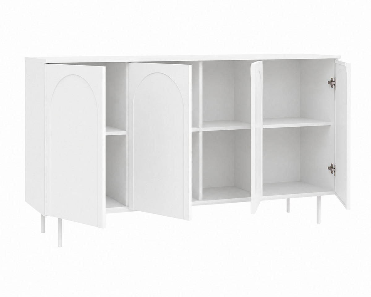 KOMMODE, Weiß, 161 x 42 x 87,6 cm - Weiß, Holzwerkstoff (161/87.6/42cm) - 3XE LIVING