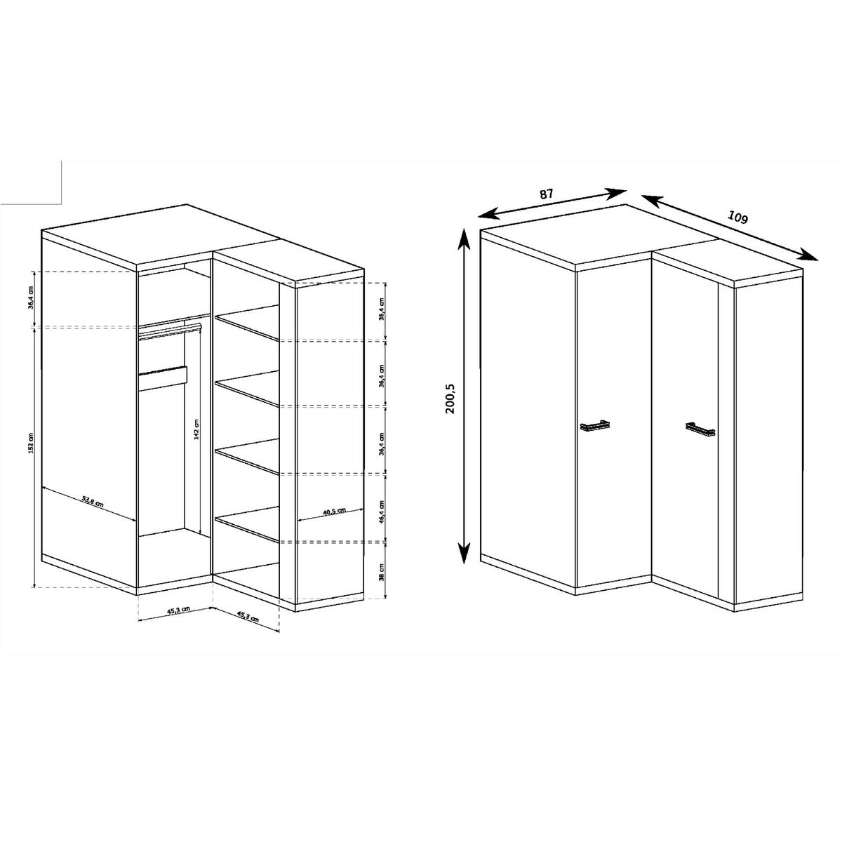 KLEIDERSCHRANK BALESTRAND N14 Kleiderständer Eiche - Eichefarben/Silberfarben, Glas/Holzwerkstoff (109/201/54cm) - Komodee