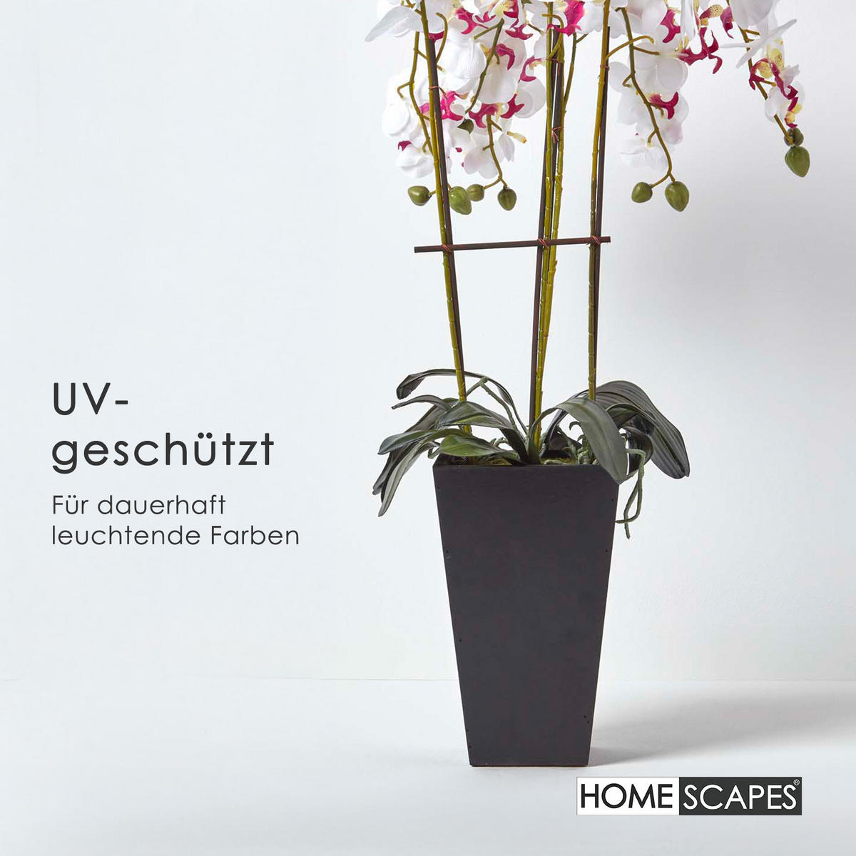 KUNSTBLUME Orchidee weiß im Deko-Topf, 70 cm - Weiß, Kunststoff (70cm) - Homescapes